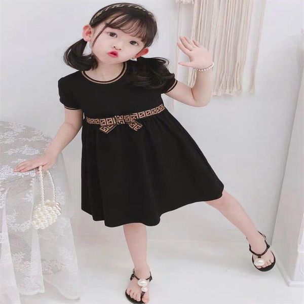 luxury baby girls dress kids letter f bowknot summer short sleeve children casual designer clothing2689, Red;yellow
luxury baby girls dress kids letter f bowknot summer short sleeve children casual designer clothing2689, Red;yellow