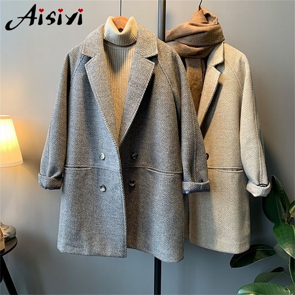women winter elegant woolen coat warm long coat sleeve wool blends turn down collar outwear winter jacket overcoat lj201106, Black
women winter elegant woolen coat warm long coat sleeve wool blends turn down collar outwear winter jacket overcoat lj201106, Black