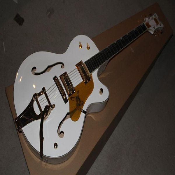 2014 new falcon 6120 jazz semi hollow with tremolo white electric guitar in stock269r
2014 new falcon 6120 jazz semi hollow with tremolo white electric guitar in stock269r