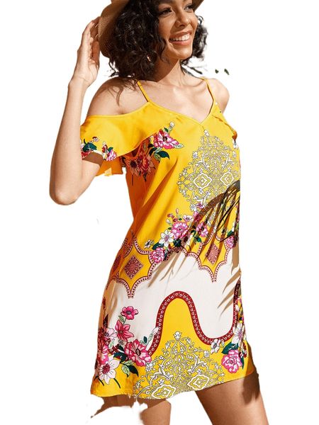 floral print cold shoulder dress c8jy#, Black;gray
floral print cold shoulder dress c8jy#, Black;gray