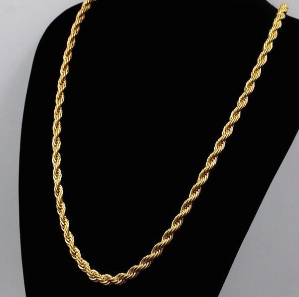 18k gold plated chains 3mm flash twisted rope fried dough twist necklace, Silver 
18k gold plated chains 3mm flash twisted rope fried dough twist necklace, Silver