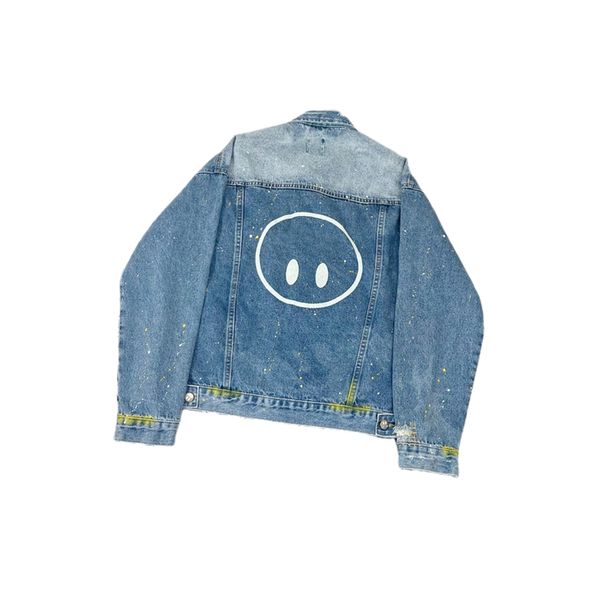 casual street style men's women's denim jacket designers yellow smiley face street-fashion frayed denim oversized coat trendy lett, Black;brown
casual street style men's women's denim jacket designers yellow smiley face street-fashion frayed denim oversized coat trendy lett, Black;brown