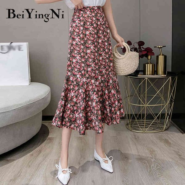 high waist mermaid skirt women vintage floral print boho beach casual womans skirts chiffon summer midi saias mujer 210427, Black
high waist mermaid skirt women vintage floral print boho beach casual womans skirts chiffon summer midi saias mujer 210427, Black