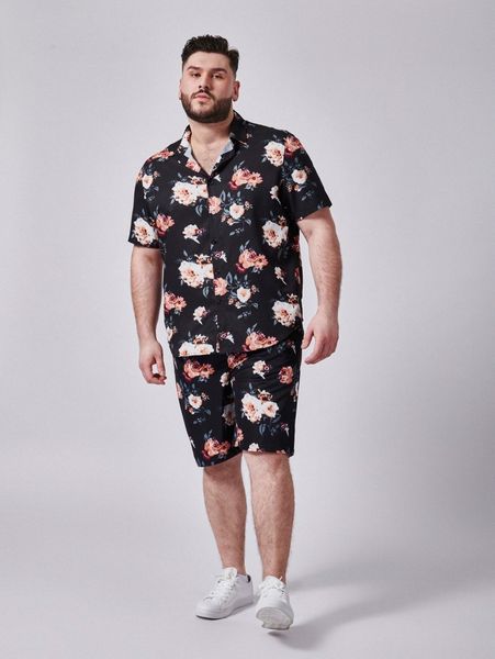 extended sizes men floral shirt & shorts set i8ur#, Gray
extended sizes men floral shirt & shorts set i8ur#, Gray