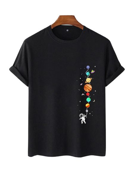 men galaxy print tee x31z#, White;black