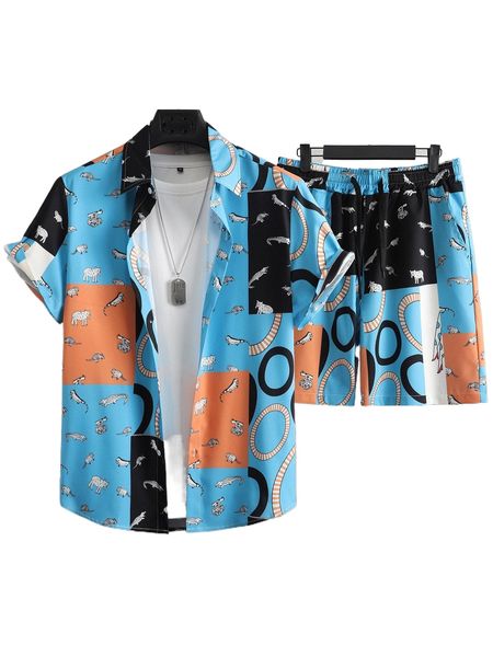 men cartoon animal print shirt & drawstring waist shorts without tee f4ic#, Gray
men cartoon animal print shirt & drawstring waist shorts without tee f4ic#, Gray