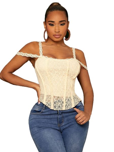 sxy contrast lace asymmetrical hem m931#, White