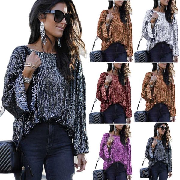 2022 spring and autumn loose round neck bead sequin long sleeve t-shirt women's wear, White
2022 spring and autumn loose round neck bead sequin long sleeve t-shirt women's wear, White