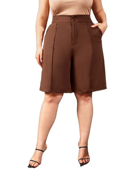 plus seam detail bermuda shorts l5lf#, Black