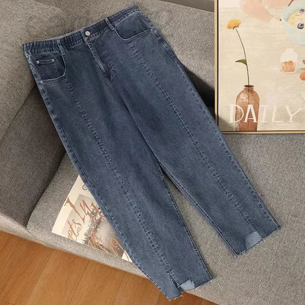 women's jeans designer vertebral leg jeans elastic waist straight tube shows thin and versatile casual pants fashion aging harlan pants, Blue
women's jeans designer vertebral leg jeans elastic waist straight tube shows thin and versatile casual pants fashion aging harlan pants, Blue