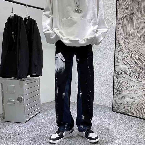 high street vibe american stitching tie dyed splash jeans men's loose straight hiphop fried street pants, Blue
high street vibe american stitching tie dyed splash jeans men's loose straight hiphop fried street pants, Blue
