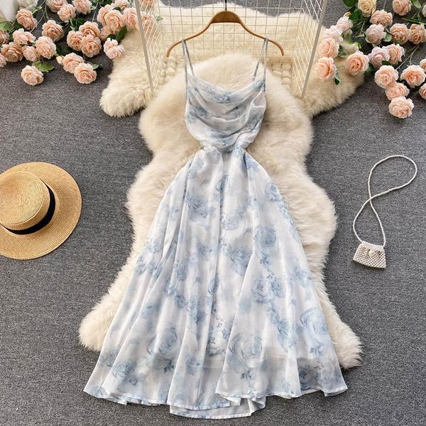 women floral spaghetti strap dress elastic ruched hollow backless party summer boho vacation beach sundress, White
women floral spaghetti strap dress elastic ruched hollow backless party summer boho vacation beach sundress, White