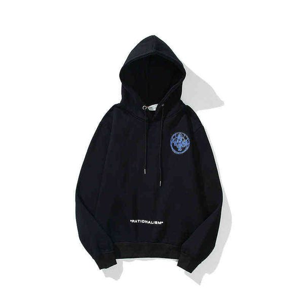 3d off letter printed us loose ow religious geometric arrow hoodie et, Black 
3d off letter printed us loose ow religious geometric arrow hoodie et, Black