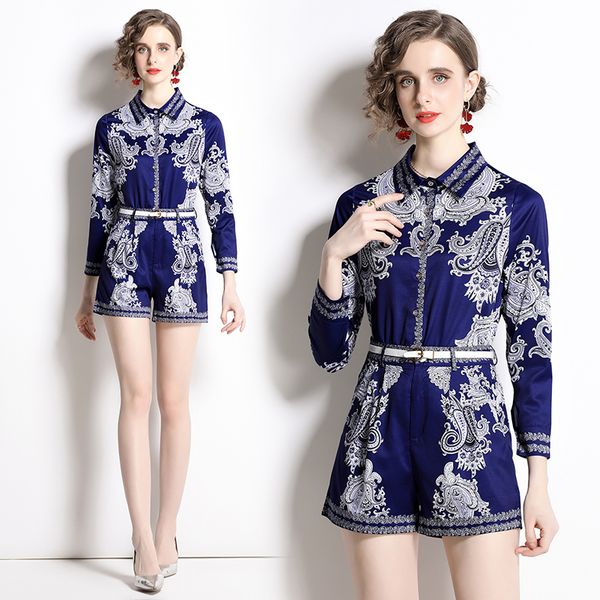 2022 fashion shirt short pant designer sets paisley print women two piece office lady cute suit, White
2022 fashion shirt short pant designer sets paisley print women two piece office lady cute suit, White