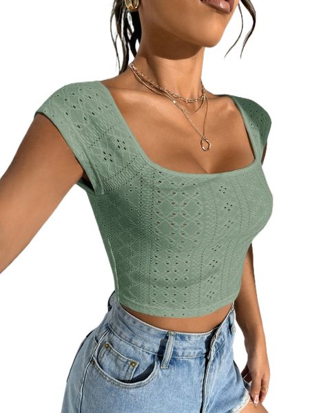eyelet embroidery crop z2ci#, White