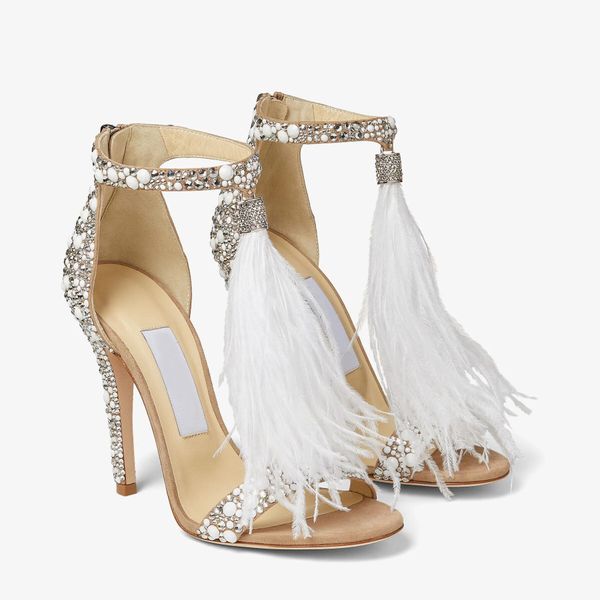 london shoes viola 110 white suede sandals with ix crystals ostrich feather tassel wedding bride party stars catwalk, Black
london shoes viola 110 white suede sandals with ix crystals ostrich feather tassel wedding bride party stars catwalk, Black