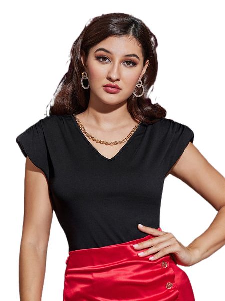 modely chain detail v-neck solid tee r8ri#, White
modely chain detail v-neck solid tee r8ri#, White