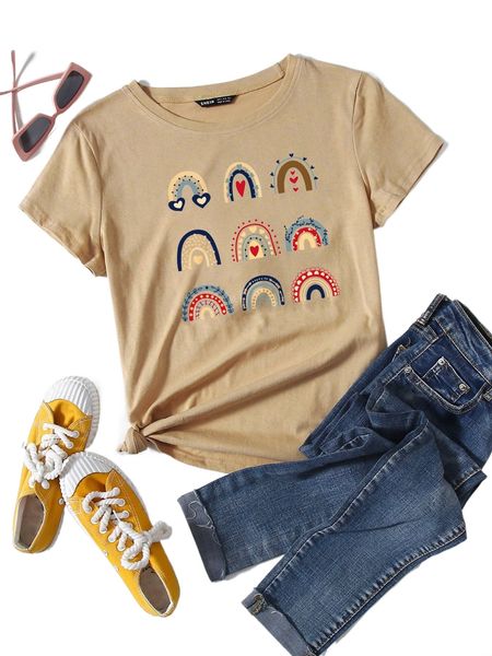 cartoon & heart print tee n3uk#, White 
cartoon & heart print tee n3uk#, White