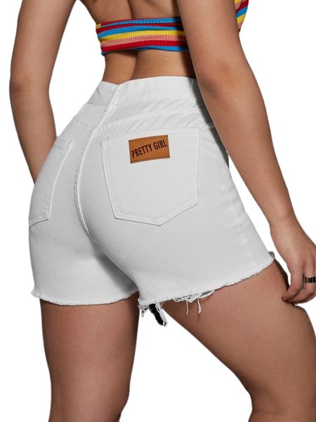 high waist patched raw hem denim shorts j7ub#, White;black
high waist patched raw hem denim shorts j7ub#, White;black