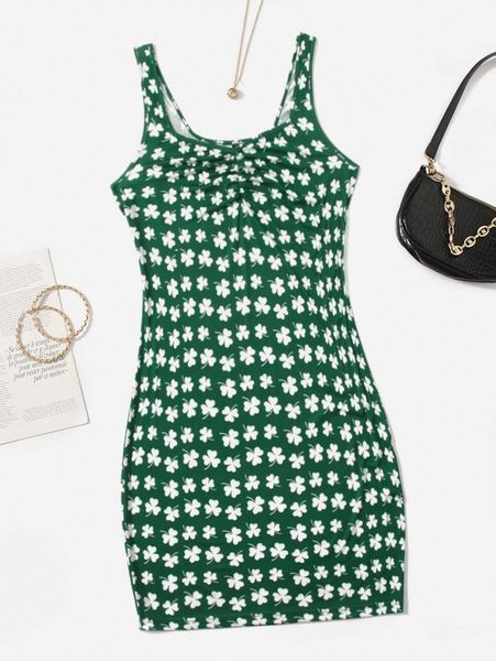 plus allover clover print ruched bodycon dress y2v0#, Black
plus allover clover print ruched bodycon dress y2v0#, Black