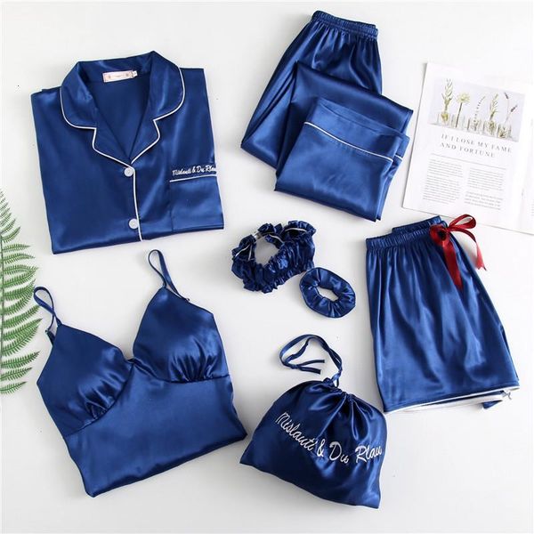 7 pieces multiple matches ice sleepwear silk pajama set woman printing fashion long sleeve nightdress shorts trousers pajamas, Black;red
7 pieces multiple matches ice sleepwear silk pajama set woman printing fashion long sleeve nightdress shorts trousers pajamas, Black;red