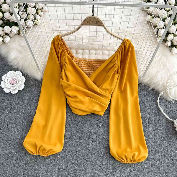 women's blouses shirts cross deep v-neck shirt women's spring 2022 korean slim fitting lantern sleeve backless short zq1y, White
women's blouses shirts cross deep v-neck shirt women's spring 2022 korean slim fitting lantern sleeve backless short zq1y, White