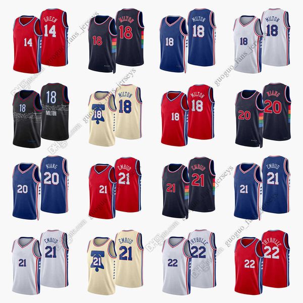 custom printed 2022 new city basketball jerseys 14 green 18 milton 20 niang 21 embiid 22 thybulle red blue white black jersey, Black;red
custom printed 2022 new city basketball jerseys 14 green 18 milton 20 niang 21 embiid 22 thybulle red blue white black jersey, Black;red