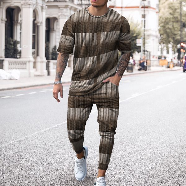 summer fashion 3d printing square stripe men s sports fitness casual short sleeved t shirt trousers trend two piece set 220526, Gray
summer fashion 3d printing square stripe men s sports fitness casual short sleeved t shirt trousers trend two piece set 220526, Gray