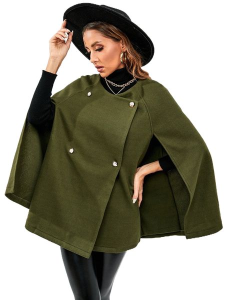 double breasted cape overcoat c3df#, Black
double breasted cape overcoat c3df#, Black