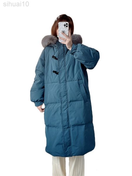 2022 new horn button down cotton jacket women hooded big fur collar thickened winter clothing popular mid-length jacket l220730, Black
2022 new horn button down cotton jacket women hooded big fur collar thickened winter clothing popular mid-length jacket l220730, Black