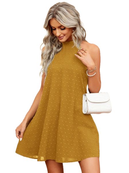 women's casual dresses swiss dot tie back halter dress f3ddn#, Black;gray
women's casual dresses swiss dot tie back halter dress f3ddn#, Black;gray