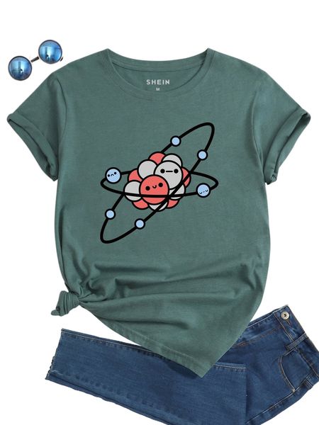 cartoon graphic tee d41q#, White