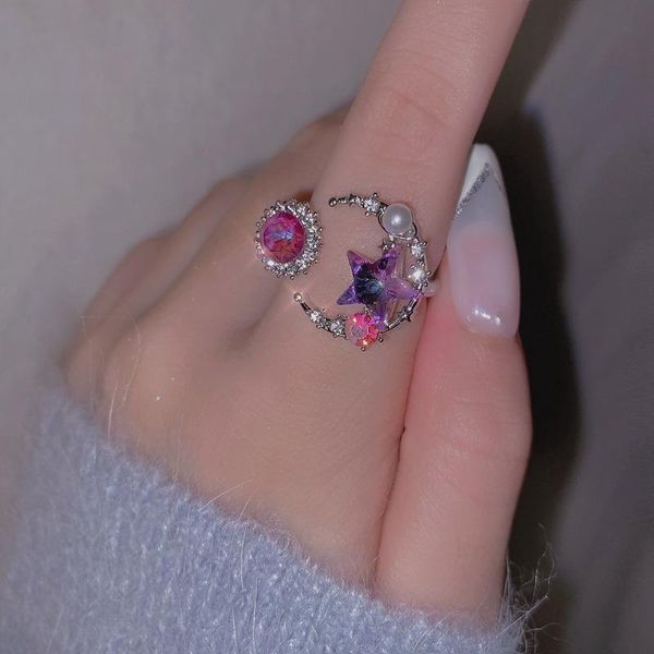 cluster rings ins korean trendy elegant color crystal inlaid imitation pearl star moon alloy for women girls party jewelry gifts, Golden;silver
cluster rings ins korean trendy elegant color crystal inlaid imitation pearl star moon alloy for women girls party jewelry gifts, Golden;silver
