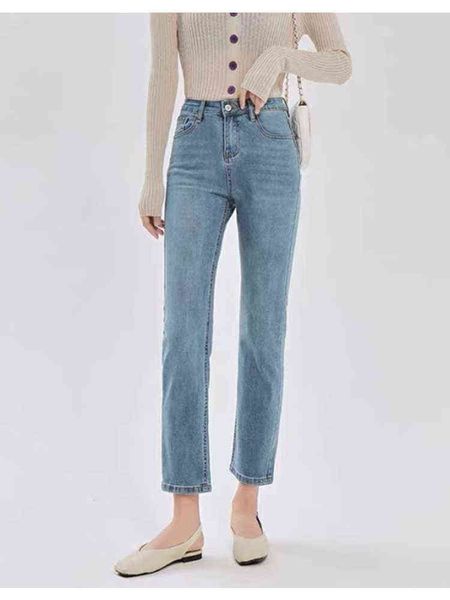 light-colored straight jeans women's summer new high-waisted slim elastic chic simple solid color nine-point denim pencil pants t220728, Blue
light-colored straight jeans women's summer new high-waisted slim elastic chic simple solid color nine-point denim pencil pants t220728, Blue