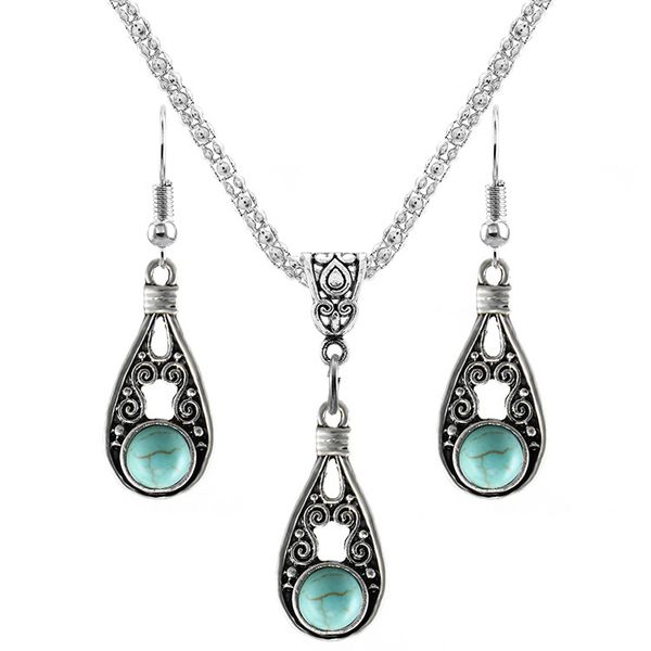 women fashion vintage turquoise rhinestone necklace earrings court style geometric tassel pendant turquoise jewelry set gifts, Silver
women fashion vintage turquoise rhinestone necklace earrings court style geometric tassel pendant turquoise jewelry set gifts, Silver