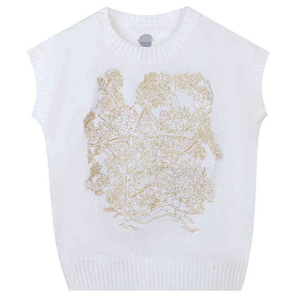 women's sweaters high end women's 2022 golden thread jungle embroidery vest literary style slim fitting round neck knitted pullove, White;black
women's sweaters high end women's 2022 golden thread jungle embroidery vest literary style slim fitting round neck knitted pullove, White;black