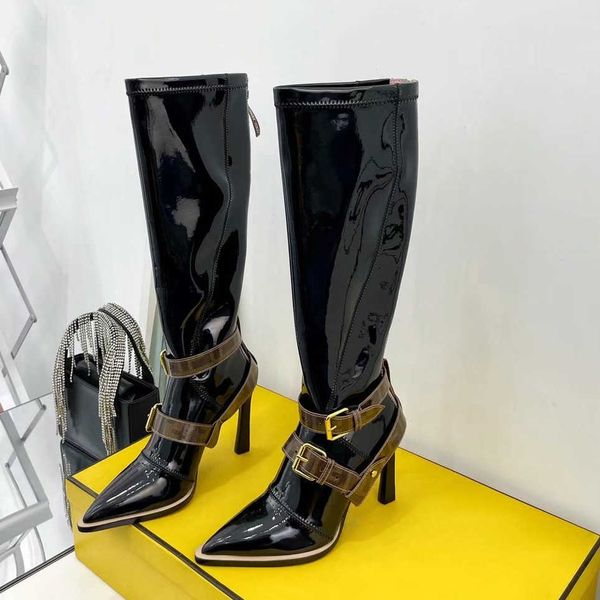 black stretchy neoprene stiletto heels tall boots patent leather back zip buckle shoes pointed toes knee-high boot luxury designers shoe for
black stretchy neoprene stiletto heels tall boots patent leather back zip buckle shoes pointed toes knee-high boot luxury designers shoe for