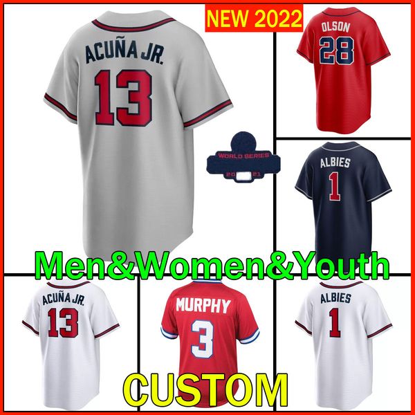 13 ronald acuna jr. dansby swanson braves baseball jersey matt olson ozzie albies austin riley dale murphy travis d'arnaud orlando arci, Blue;black
13 ronald acuna jr. dansby swanson braves baseball jersey matt olson ozzie albies austin riley dale murphy travis d'arnaud orlando arci, Blue;black