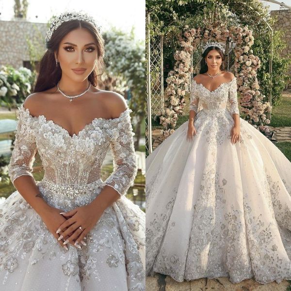 gorgeous ball gown wedding dress v neck long sleeves lace chiffon flower appliques sequins beaded ball gowns floor length ruffles custom mad, White
gorgeous ball gown wedding dress v neck long sleeves lace chiffon flower appliques sequins beaded ball gowns floor length ruffles custom mad, White