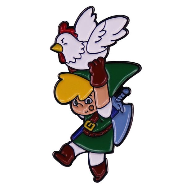 link and chicken enamel pin adventure game inspiration badges video game fan's accessories, Blue
link and chicken enamel pin adventure game inspiration badges video game fan's accessories, Blue