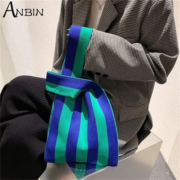 women s japanese knot casual color wide stripe handbag fashion knitted shoulder bag student capacity reusable shopping wrist 220720
women s japanese knot casual color wide stripe handbag fashion knitted shoulder bag student capacity reusable shopping wrist 220720