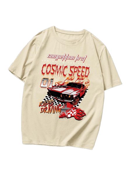 romwe guys car print tee s0xo#, White;black