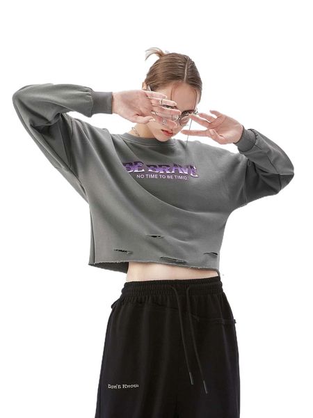 slogan graphic drop shoulder ripped pullover p0ph#, Black 
slogan graphic drop shoulder ripped pullover p0ph#, Black