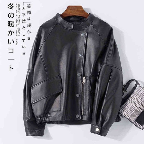 nerazzurri autumn short black loose soft pu leather jacket with zipper pockets drop shoulder spring trending women fashion 2021 l220728
nerazzurri autumn short black loose soft pu leather jacket with zipper pockets drop shoulder spring trending women fashion 2021 l220728