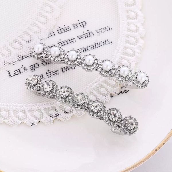 fashion silver crystal and pearl hair clips shiny diamante barrette for women girls hair accessories, Slivery;white
fashion silver crystal and pearl hair clips shiny diamante barrette for women girls hair accessories, Slivery;white