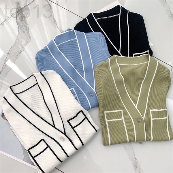 women's knits & tees designer ed 22 spring and summer new color contrast edge pocket small fragrance v-neck elastic slim long sleeve kn, White
women's knits & tees designer ed 22 spring and summer new color contrast edge pocket small fragrance v-neck elastic slim long sleeve kn, White