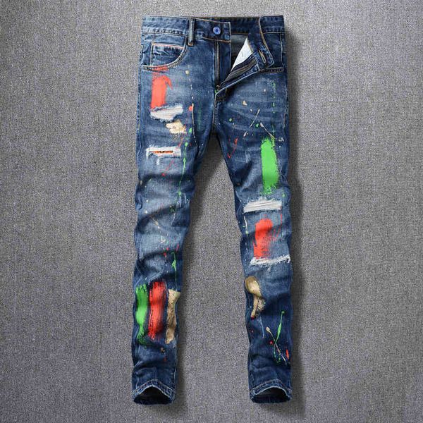men's jeans hole patch jeans men's fashion brand high street ruffian handsome ink-jet personality beggar rotten long pants wsup, Blue
men's jeans hole patch jeans men's fashion brand high street ruffian handsome ink-jet personality beggar rotten long pants wsup, Blue