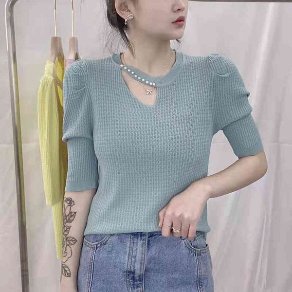 women's polos summer korean short round neck thin sweater women's sleeve nail bead ice silk t-shirt h415, White
women's polos summer korean short round neck thin sweater women's sleeve nail bead ice silk t-shirt h415, White