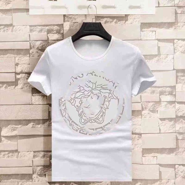 men's t shirt drill menss short-sleeved trend tide brand summer social youth half-sleeved mens slim bottoming shirt top, White;black
men's t shirt drill menss short-sleeved trend tide brand summer social youth half-sleeved mens slim bottoming shirt top, White;black