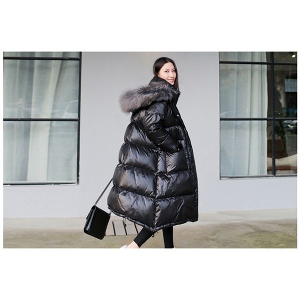 womens winter black loose faux fur collar coat fashion casual hat long style waterproof padded windproof down jacket women y200107
womens winter black loose faux fur collar coat fashion casual hat long style waterproof padded windproof down jacket women y200107